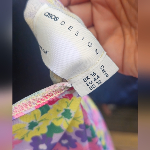 Asos Curve Floral Maxi Dress With Pink Lace Trim Size 12 - Picture 4 of 4